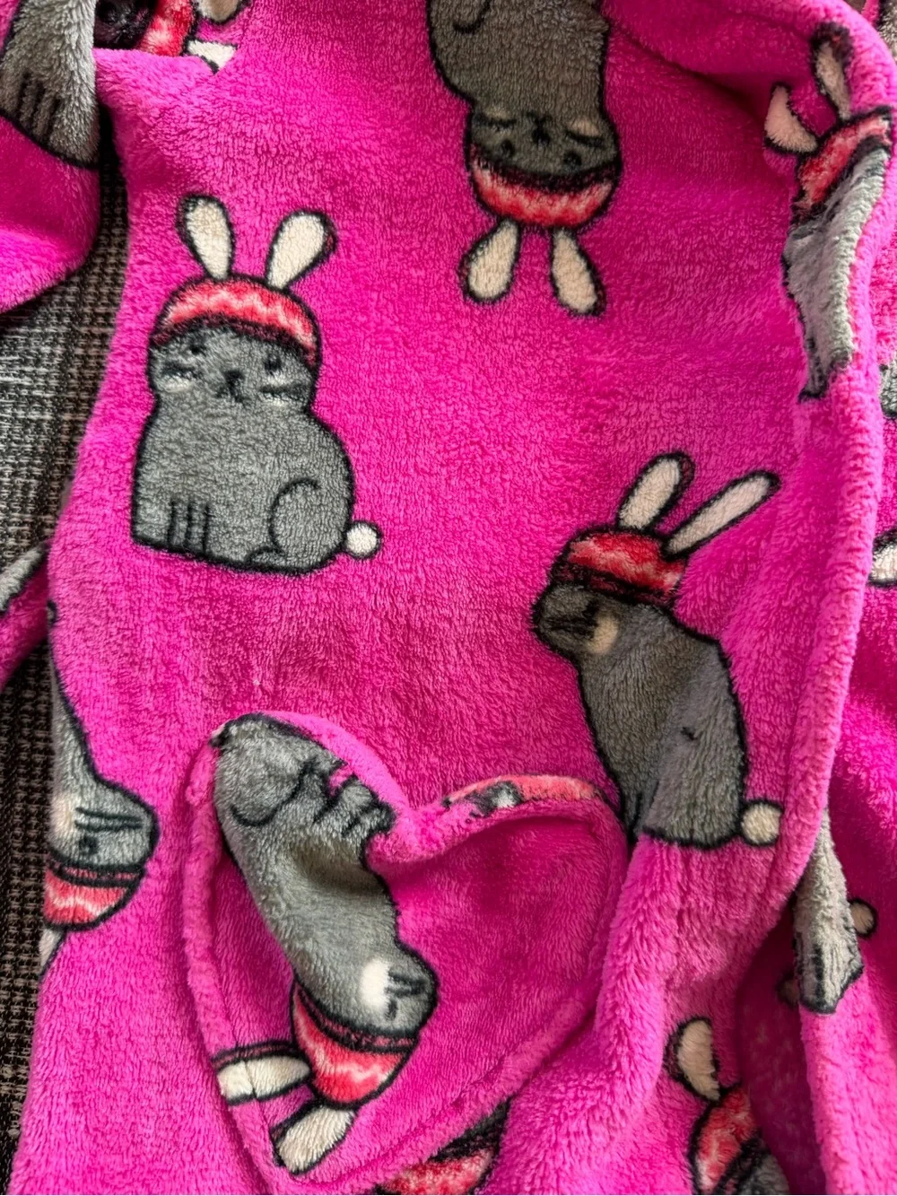 Cuddl Duds Girls' Hot Pink Bunny Print Fleece Robe